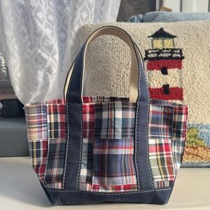 Vtg L.L. Bean Plaid Patchwork Mini Tote